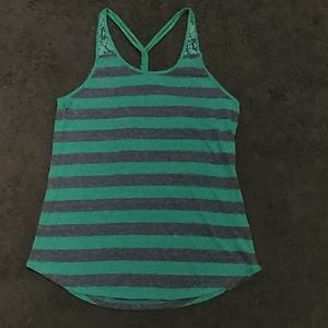 Derek Blue-green and Grey Striped Tank-Top